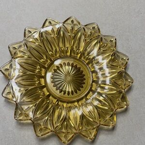 Vintage federal glass amber sunflower plate